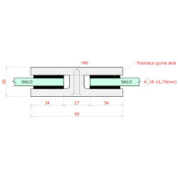 Svorka priama, sklo 8 - 12,76 mm, brúsená AISI 304 Svorka priama, sklo 8 - 12,76 mm, brúsená AISI 304